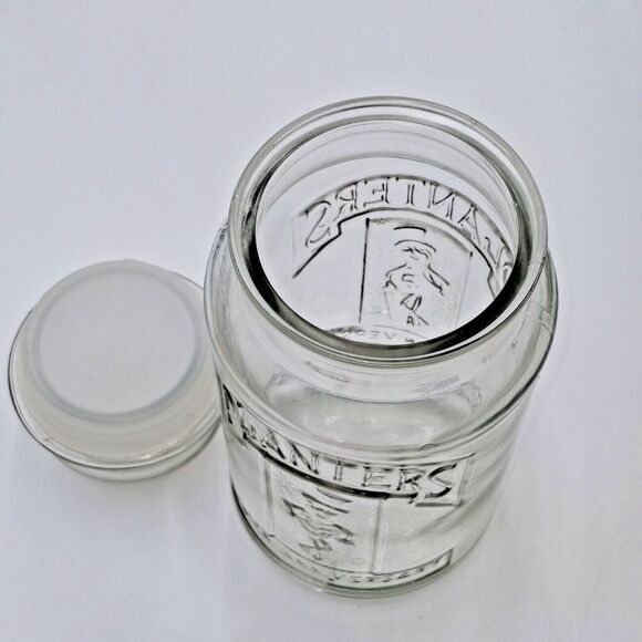 Vintage 1981 75th Anniversary Planters Mr. Peanut Glass Jar with Lid - Picture 3 of 6
